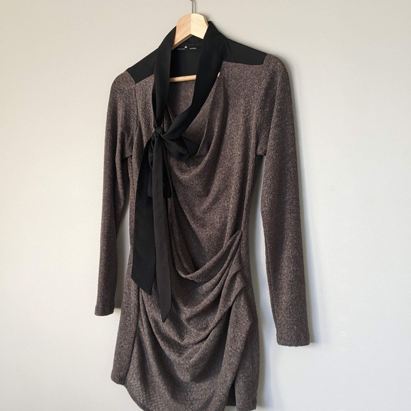 Long-sleeve brown tunic sweater stretch with black detailing Melissa Nepton - Picture 2 of 7